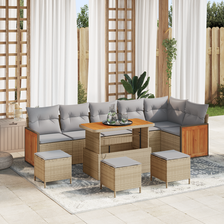 Havesofa Sæt med pude 10 pcs Beige og lys grå