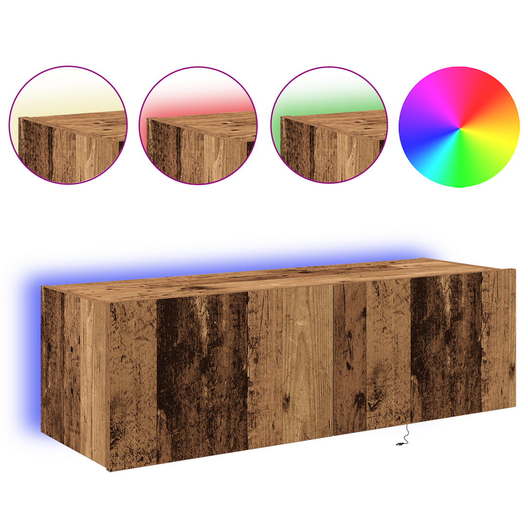 TV vægskab 2 pcs Gammelt træ 100 x 35 x 31 cm Konstrueret træ