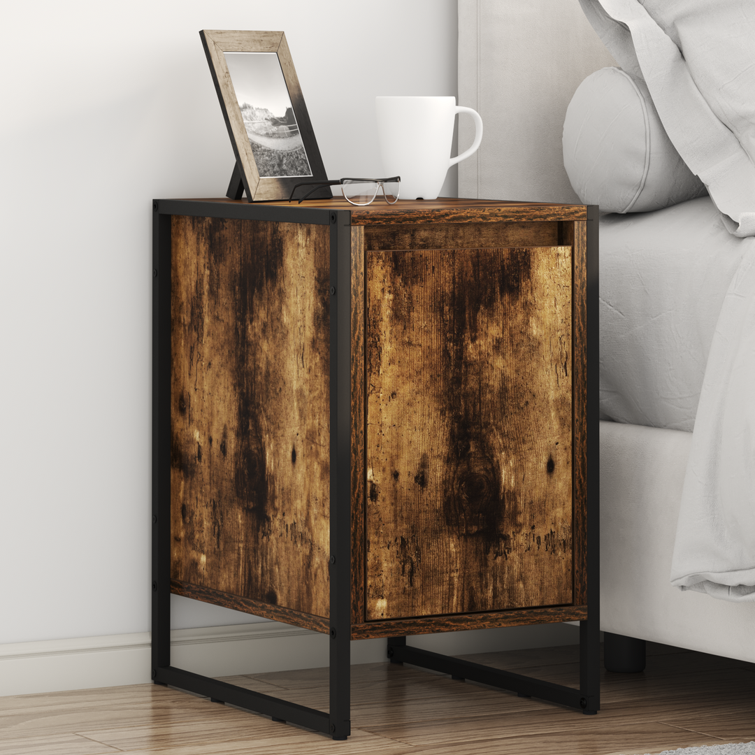 Sengebord 2 pcs Røget Eg 39,5 x 30 x 50 cm Konstrueret træ