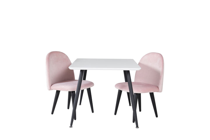 Venture Home Polar Dining Table 80*60 XXS - White / Black +Velvet Dining Chair XXS - Pink Velvet _2