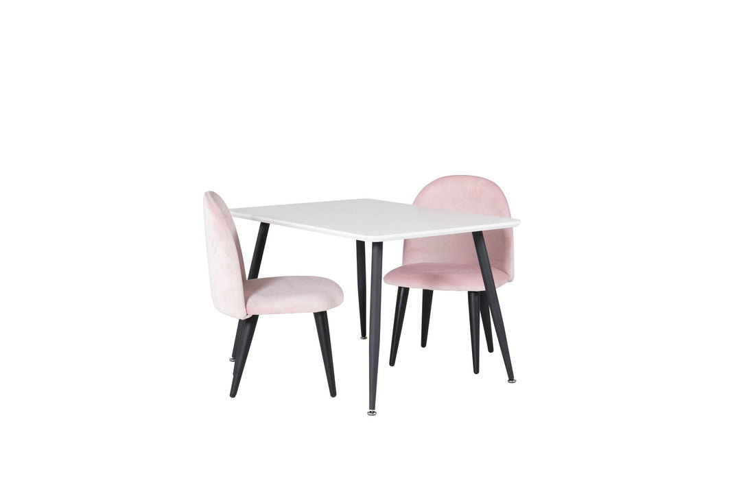 Venture Home Polar Dining Table 80*60 XXS - White / Black +Velvet Dining Chair XXS - Pink Velvet _2
