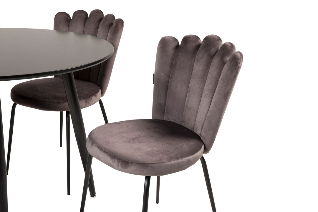 Venture Home Plaza Runt Matbord - Svart / Svart - ø100*H75 +Limhamn Chair - Grey _4