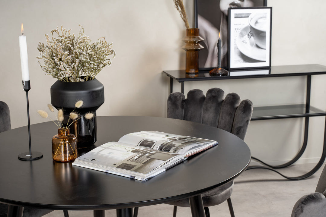 Venture Home Plaza Runt Matbord - Svart / Svart - ø100*H75 +Limhamn Chair - Grey _4