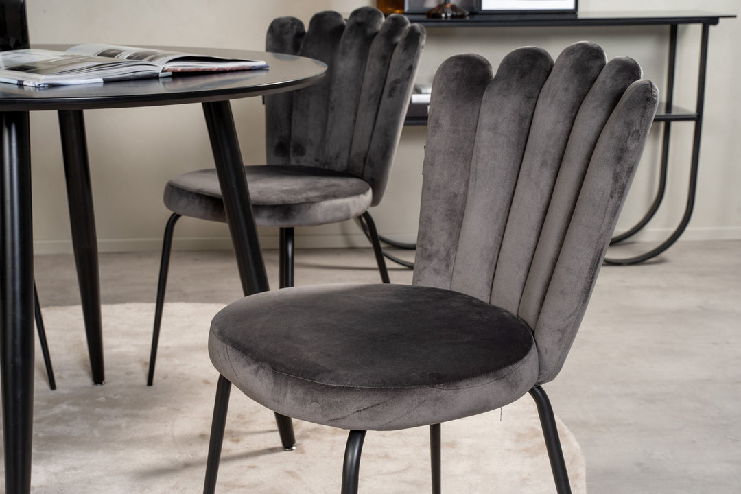 Venture Home Plaza Runt Matbord - Svart / Svart - ø100*H75 +Limhamn Chair - Grey _4