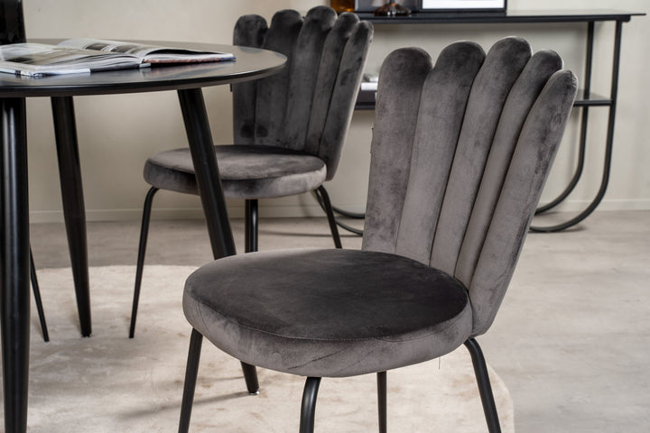 Venture Home Plaza Runt Matbord - Svart / Svart - ø100*H75 +Limhamn Chair - Grey _4