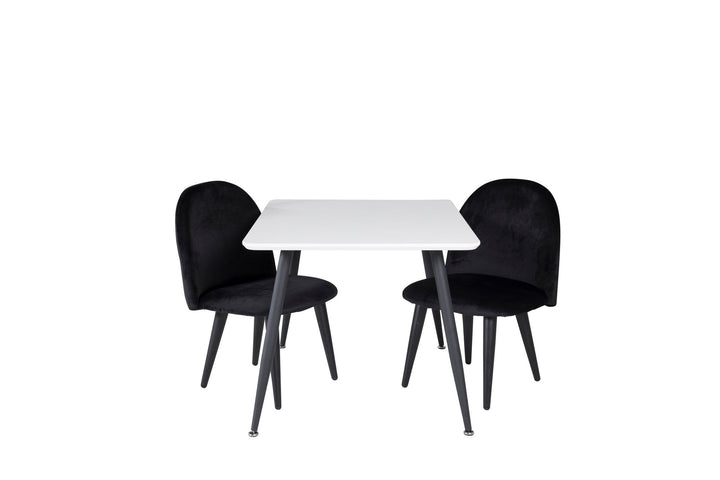 Venture Home Polar Dining Table 80*60 XXS - White / Black +Velvet Dining Chair XXS - Black Velvet _2