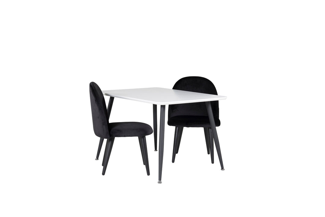 Venture Home Polar Dining Table 80*60 XXS - White / Black +Velvet Dining Chair XXS - Black Velvet _2