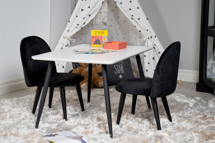 Venture Home Polar Dining Table 80*60 XXS - White / Black +Velvet Dining Chair XXS - Black Velvet _2