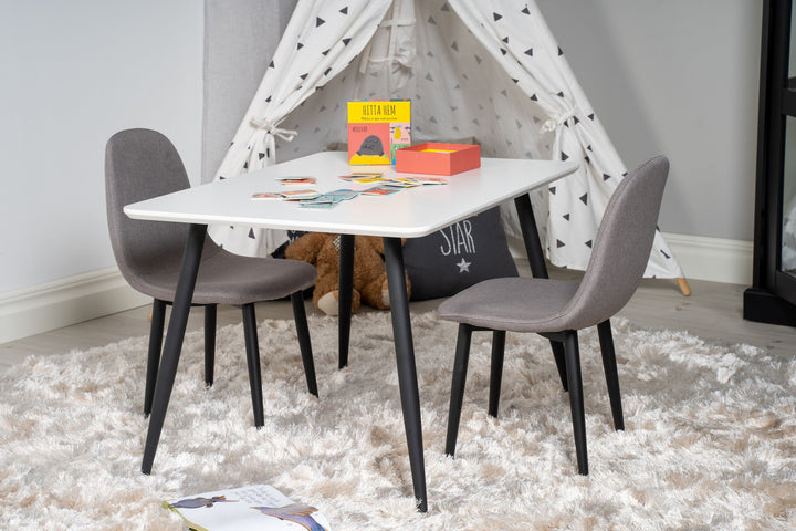 Venture Home Polar Dining Table 80*60 XXS - White / Black +Polar dining Chair XXS -  Grey _2