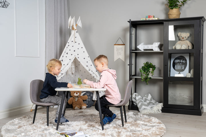Venture Home Polar Dining Table 80*60 XXS - White / Black +Polar dining Chair XXS -  Grey _2