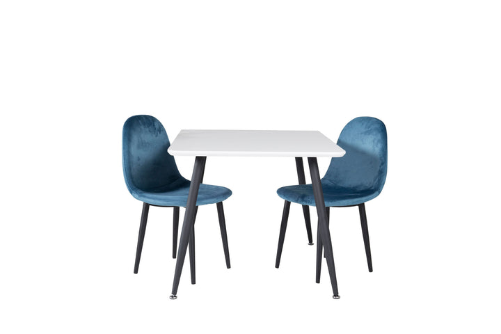 Venture Home Polar Dining Table 80*60 XXS - White / Black +Polar dining Chair XXS -  Blue Velvet _2