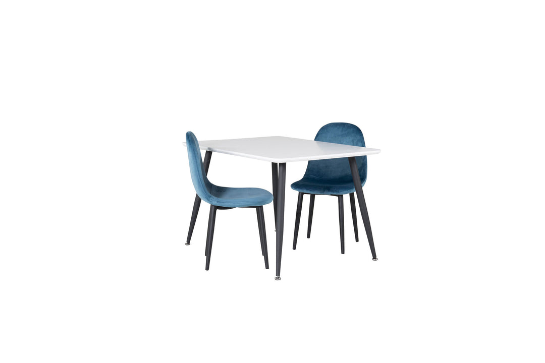Venture Home Polar Dining Table 80*60 XXS - White / Black +Polar dining Chair XXS -  Blue Velvet _2