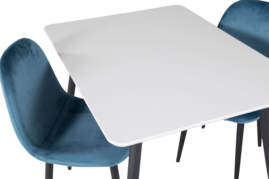 Venture Home Polar Dining Table 80*60 XXS - White / Black +Polar dining Chair XXS -  Blue Velvet _2