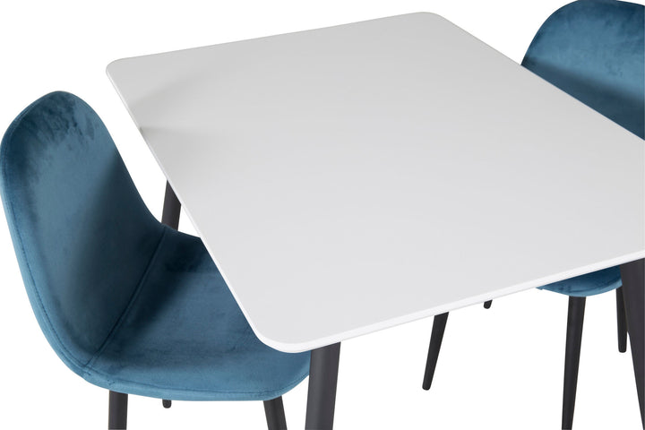 Venture Home Polar Dining Table 80*60 XXS - White / Black +Polar dining Chair XXS -  Blue Velvet _2