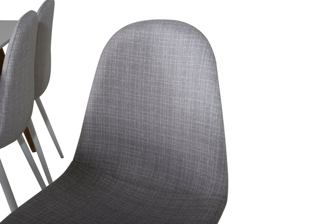 Venture Home Polar Matbord - Ek-Look / Vit- 180*90*H75 +Polar Dining Chair - White Legs - Light Grey Fabric _6