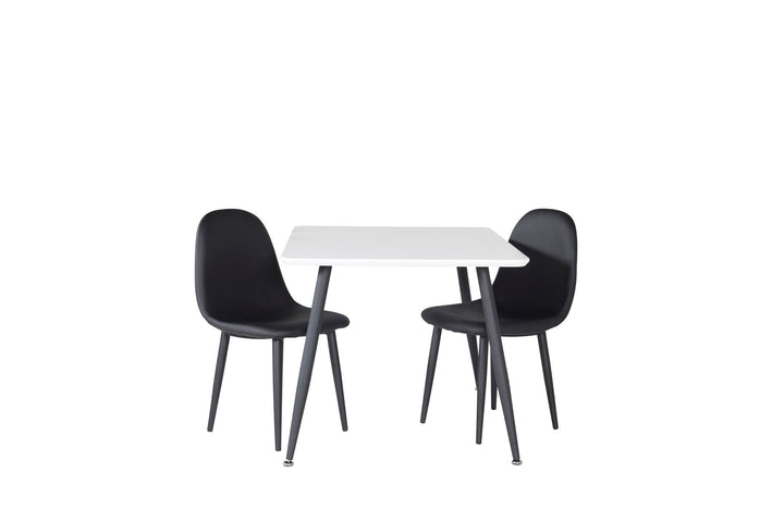 Venture Home Polar Dining Table 80*60 XXS - White / Black +Polar dining Chair XXS -  Black PU _2