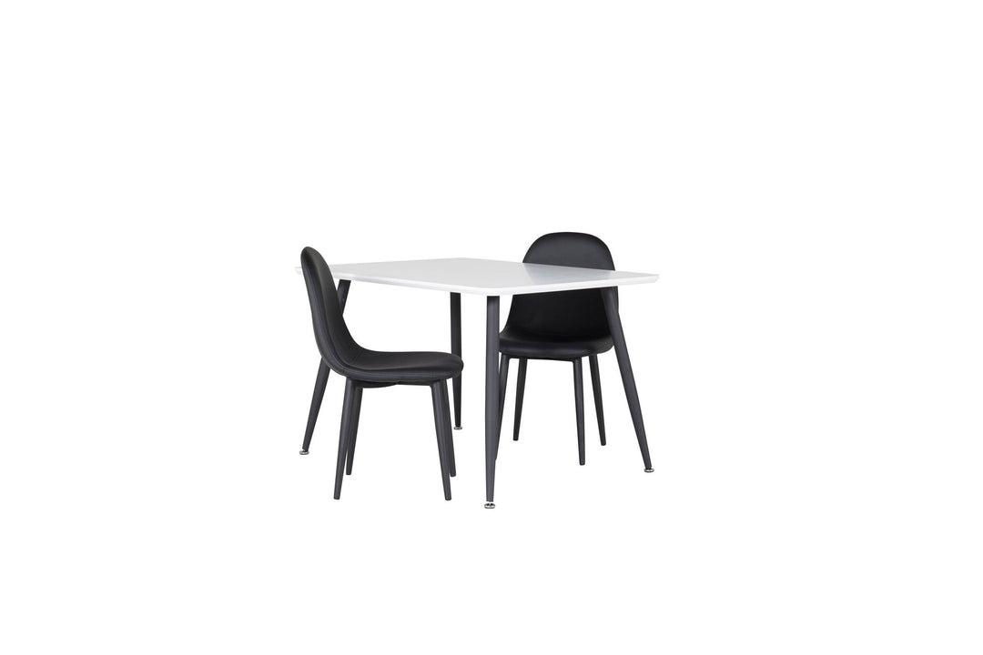 Venture Home Polar Dining Table 80*60 XXS - White / Black +Polar dining Chair XXS -  Black PU _2