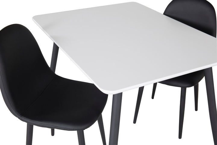 Venture Home Polar Dining Table 80*60 XXS - White / Black +Polar dining Chair XXS -  Black PU _2