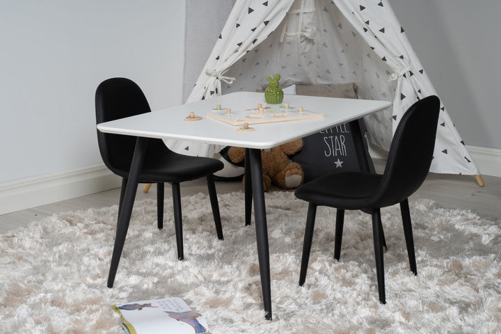 Venture Home Polar Dining Table 80*60 XXS - White / Black +Polar dining Chair XXS -  Black PU _2