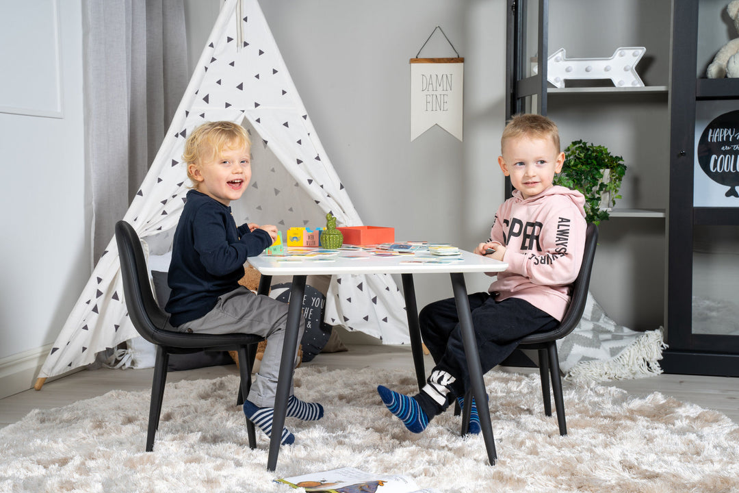 Venture Home Polar Dining Table 80*60 XXS - White / Black +Polar dining Chair XXS -  Black PU _2