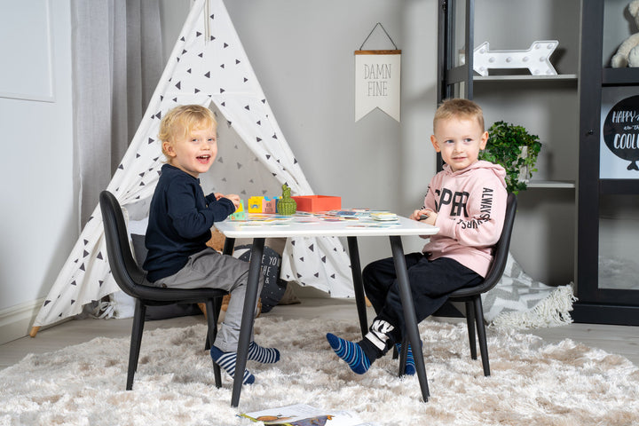 Venture Home Polar Dining Table 80*60 XXS - White / Black +Polar dining Chair XXS -  Black PU _2