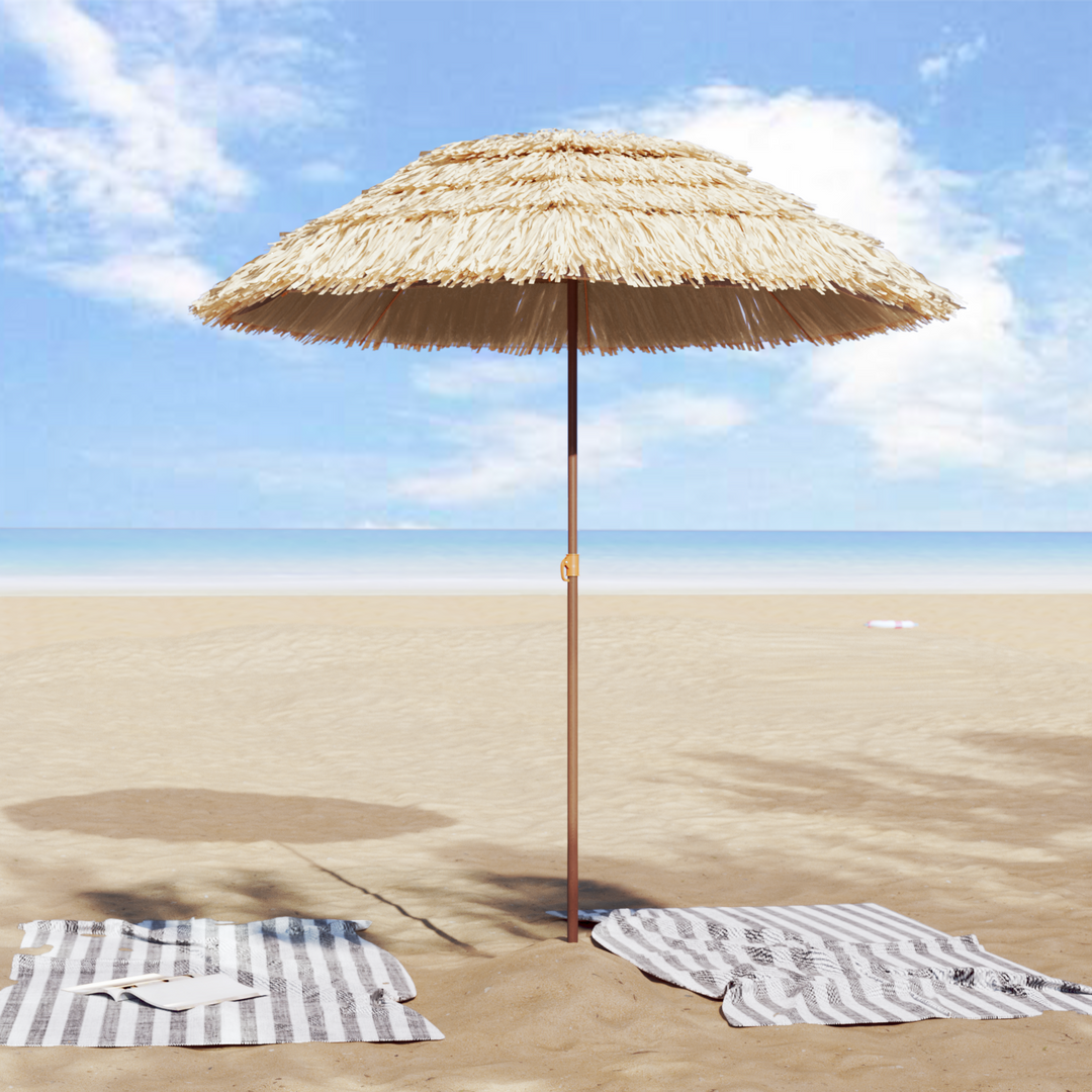 Strand Parasol Naturfarvet 160 x 160 x 196 cm Polyester og Stål