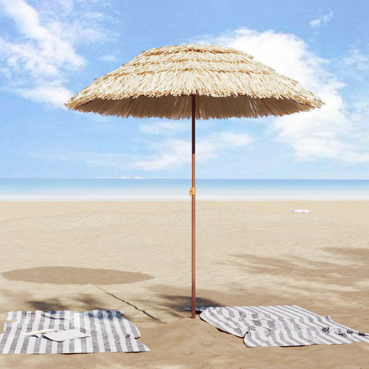 Strand Parasol Naturfarvet 160 x 160 x 196 cm Polyester og Stål