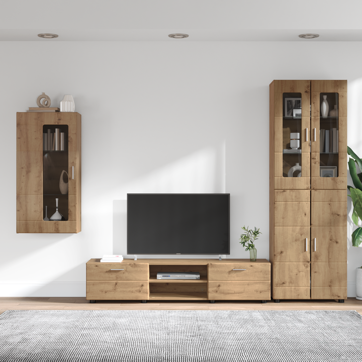 TV-møbelsæt med dør FLORIN 3 pcs Artisan Egetræ Konstrueret træ