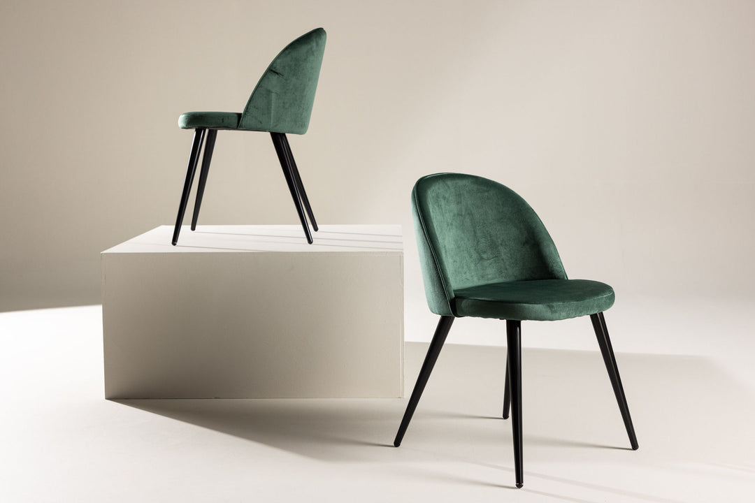 Venture Home Velvet Matstol 2-pack - Svart / Mossgrön Sammet