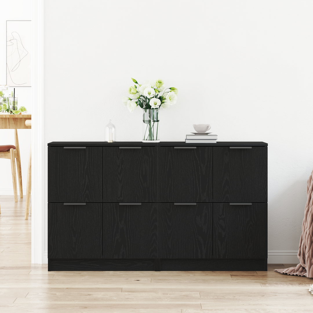 Sideboard 2 pcs Sort eg 60 x 30 x 70 cm Konstrueret træ