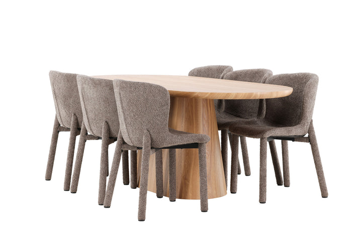 Venture Home Stjärnö Table - Nature with 6 Astoria Chair - Brown