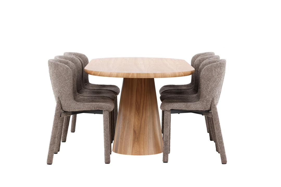Venture Home Stjärnö Table - Nature with 6 Astoria Chair - Brown