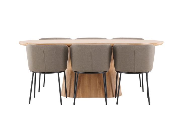 Venture Home Stjärnö Table - Nature with 6 Edina Chair - Black / Brown