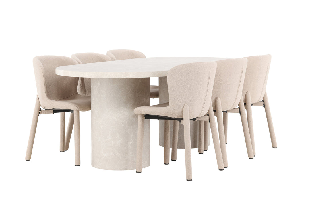 Venture Home Narvik Table - Beige with 6 Astoria Chair - Beige