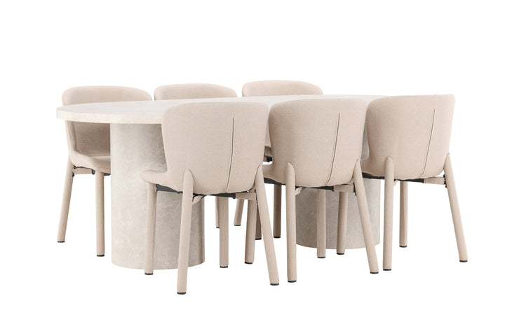 Venture Home Narvik Table - Beige with 6 Astoria Chair - Beige