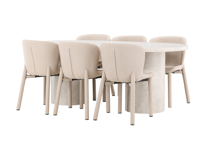 Venture Home Narvik Table - Beige with 6 Astoria Chair - Beige