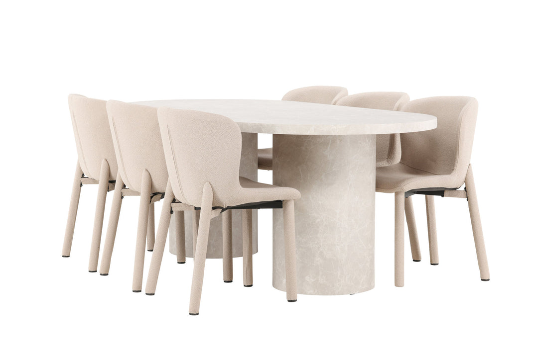 Venture Home Narvik Table - Beige with 6 Astoria Chair - Beige