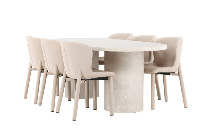 Venture Home Narvik Table - Beige with 6 Astoria Chair - Beige