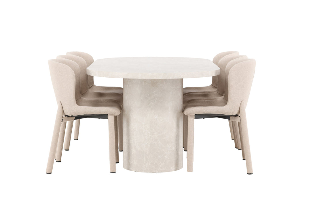 Venture Home Narvik Table - Beige with 6 Astoria Chair - Beige