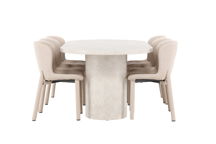 Venture Home Narvik Table - Beige with 6 Astoria Chair - Beige