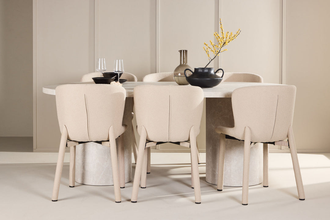 Venture Home Narvik Table - Beige with 6 Astoria Chair - Beige