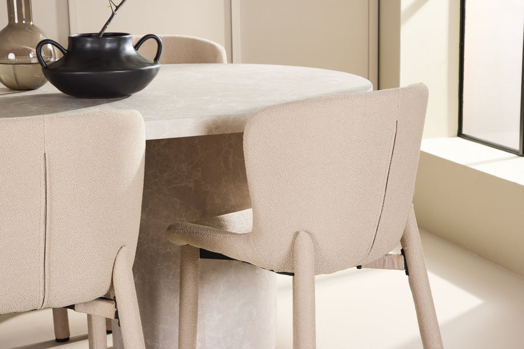 Venture Home Narvik Table - Beige with 6 Astoria Chair - Beige