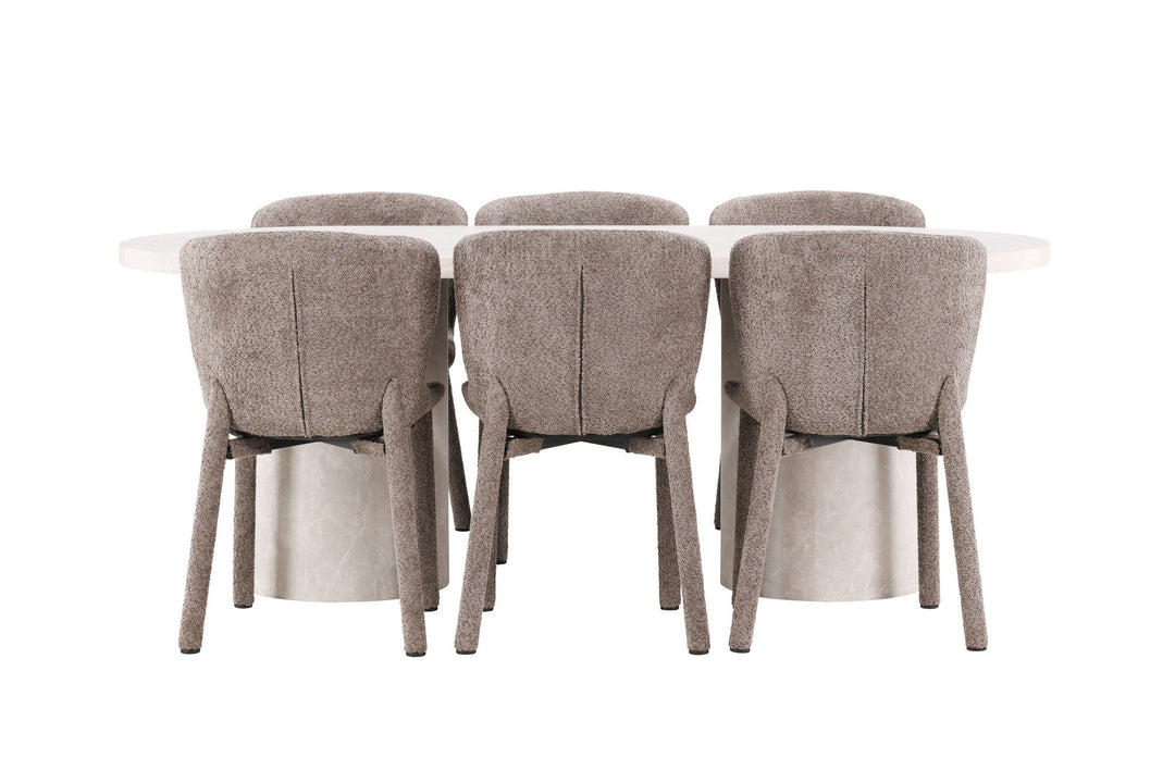 Venture Home Narvik Table - Beige with 6 Astoria Chair - Brown