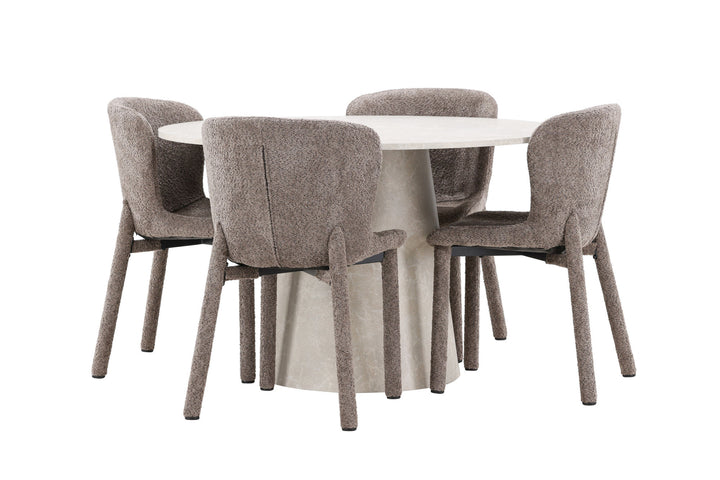 Venture Home Lanzo Table - Beige with 4 Astoria Chair - Brown