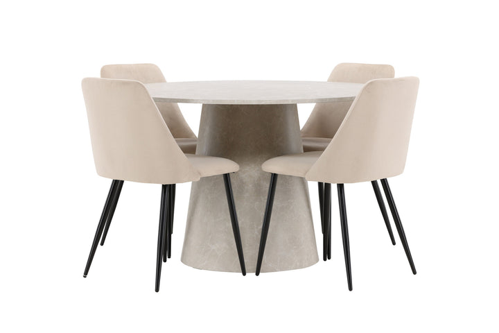 Venture Home Lanzo Table - Beige with 4 Night Chair - Black / Beige