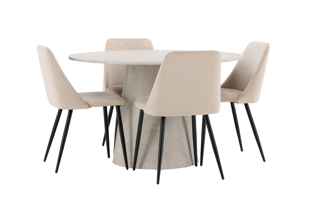 Venture Home Lanzo Table - Beige with 4 Night Chair - Black / Beige