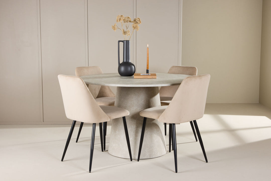 Venture Home Lanzo Table - Beige with 4 Night Chair - Black / Beige