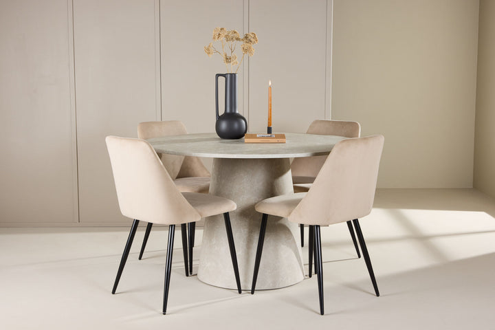 Venture Home Lanzo Table - Beige with 4 Night Chair - Black / Beige