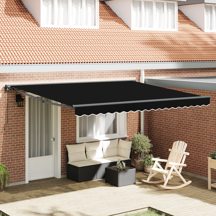 Markiseramme Sort 400 × 300 cm Polyester med PU belægning