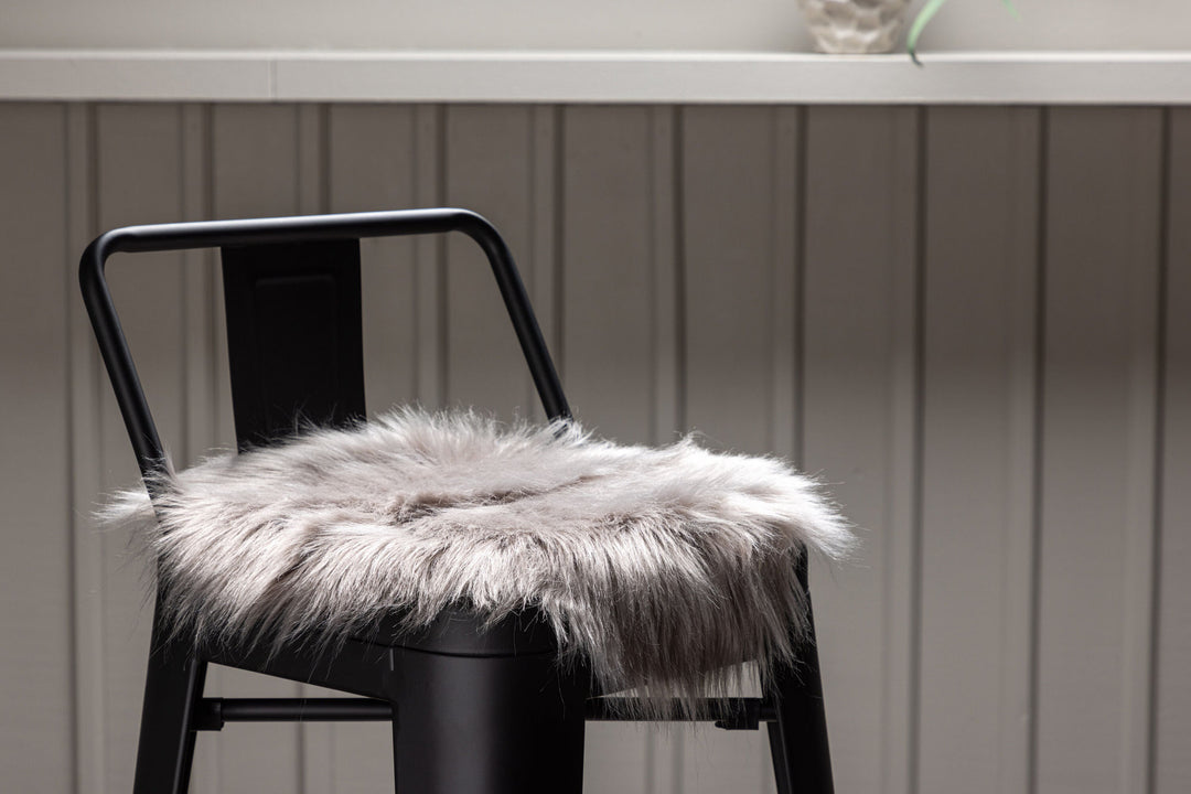 Venture Home Katy Polyester Fake Fur - 34*34-  -Round-Grey